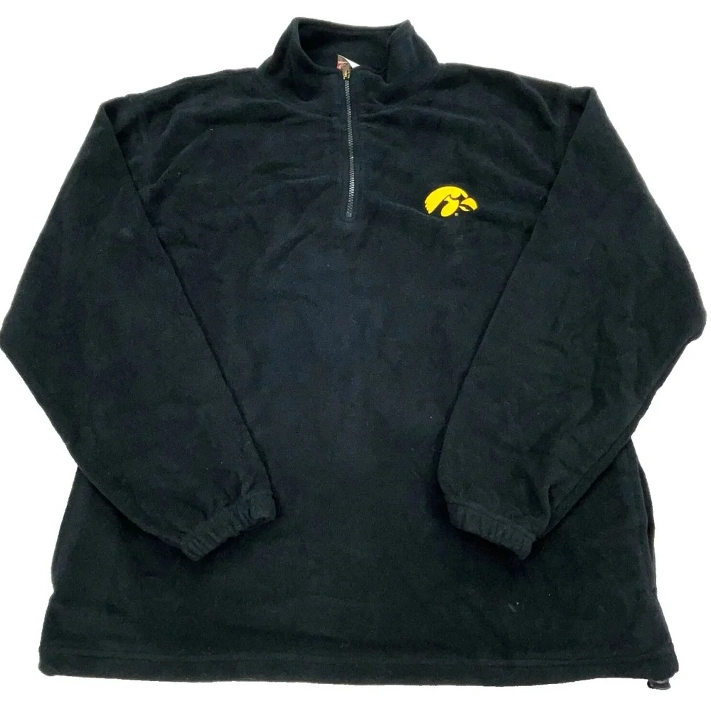 Iowa Hawkeyes Sweater Men Large Black Fleece Pullover Jacket‎ Layer Sweatshirt